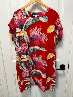 Red Tropical Print Mini Dress - Yumi